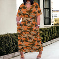 V-Neck Camo Print Women's Loose Maxi Dress 2025 New Arrival Summer Casual Dress XL-6XL - Lady T Fashions
