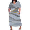 Women's Sunset Stripe Pocket Maxi Dress XL-6XL Loose Fit V-Neck T-Shirt Style for Juneteenth or Pride Streetwear Look - Lady T Fashions