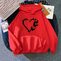 Heart Printed Hoodies for Woman Autumn Winter Daily Casual Sporty Hooded Sweatshirts Female Home Outdoor Comfort Loose Pullover - Lady T Fashions