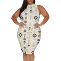 Women's XL-6XL Sleeveless Pastel Fan Flower Print Dress 2025 Vintage Style Midi Dress for Garden Party or Brunch - Lady T Fashions