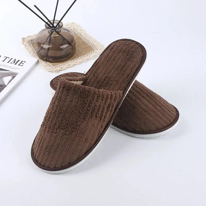 Free Shipping Slippers Shoe For Women Solid Color Coral Fleece Slippers Hotel Home Travel Slippers Non-slip Family Guest Slipper Lady T Fashions