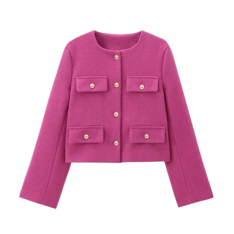 2025 New Woman Jackets Outerwears Long Sleeve Cropped Fashion Jacket for Women Button Short Coats Elegant Women's Coat - Lady T Fashions
