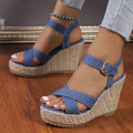 2025 Summer NewPlus-size Wedge Sandal Lady Cowboy Simple Commuting Muffin Bottom Summer Slope with Sandals Women High Heels - Lady T Fashions