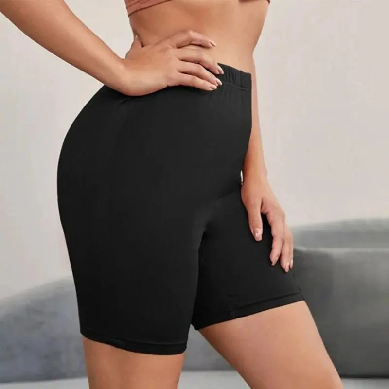 Women Thin Shorts For Summer Fitness High Waist Fashion Cycling Bike Shorts Female Black Slim Knee-Length Bottoms Stretch Shorts - Lady T Fashions