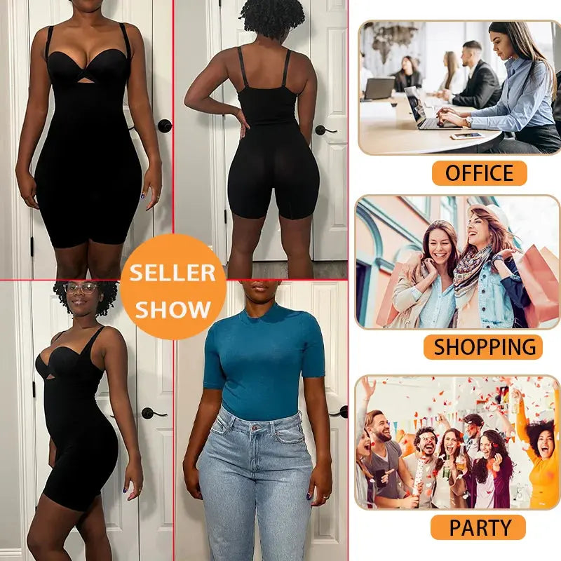 Shapewear Bodysuit for Women Underbust Full Body Shaper Slimming Short Tummy Control Waist Trainer Open Crotch Corset Fajas - Lady T Fashions