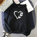 Heart Printed Hoodies for Woman Autumn Winter Daily Casual Sporty Hooded Sweatshirts Female Home Outdoor Comfort Loose Pullover - Lady T Fashions