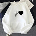 Woman Hooded Sweatshirt Casual Fashion Heart Print Hoodies Ladies Home Outdoor Comfort Warm Pullover Daily Sport Loose Hoody Top - Lady T Fashions