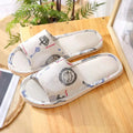 House Linen Slippers Women Floral Autumn Cute Home Indoor Non Slip Funny Sandals Cartoon Kawaii Cat Shoes Flat Flax Striped Lady T Fashions