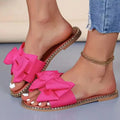 Women's Sandals Sweet Bow Summer Shoes Women Flat Sandals Inddor Outdoor Slippers Women 2025 New Sandals Summer Footwear Female Lady T Fashions