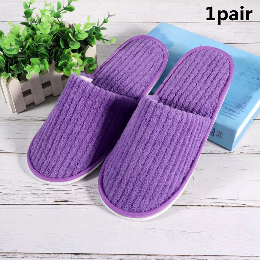 3/1 Pairs/Set Non-slip Travel Hotel Slippers Winter Warm Home Indoor Guest Slippers High Quality Disposable Closed Toe Slippers Lady T Fashions