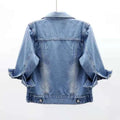 Women Denim Jacket Spring Autumn Short Coat Pink Jean Jackets Casual Tops Purple Yellow Purple Blue Loose Tops Lady Outerwear - Lady T Fashions