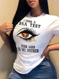 Plus Size Casual T-shirt Women's Plus Eye & Slogan Print Short Sleeve Round Neck Medium Stretch T-shirt - Lady T Fashions