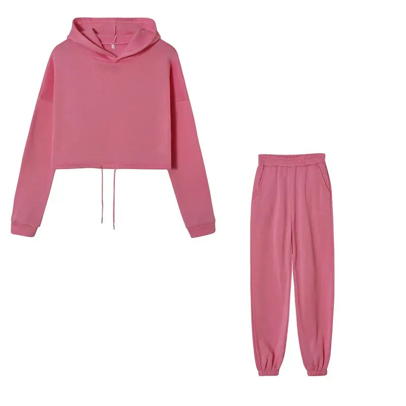 Fashion Trend Women's Wear, Long-sleeved Sports Casual Suit Waist Two-piece Set - Lady T Fashions
