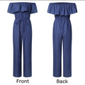 Women's Sexy Strapless Romper - Denim Wide Leg Jumpsuit with Ruffles Summer Beachwear - Lady T Fashions