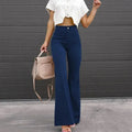 Women Pants Elegant Corduroy Autumn Winter Fashion Slim Casual Female New Solid Mid-waist Street Long Flare Clothing Lugentolo - Lady T Fashions