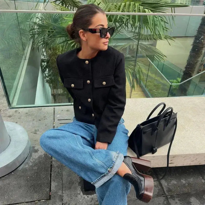 2025 New Woman Jackets Outerwears Long Sleeve Cropped Fashion Jacket for Women Button Short Coats Elegant Women's Coat - Lady T Fashions
