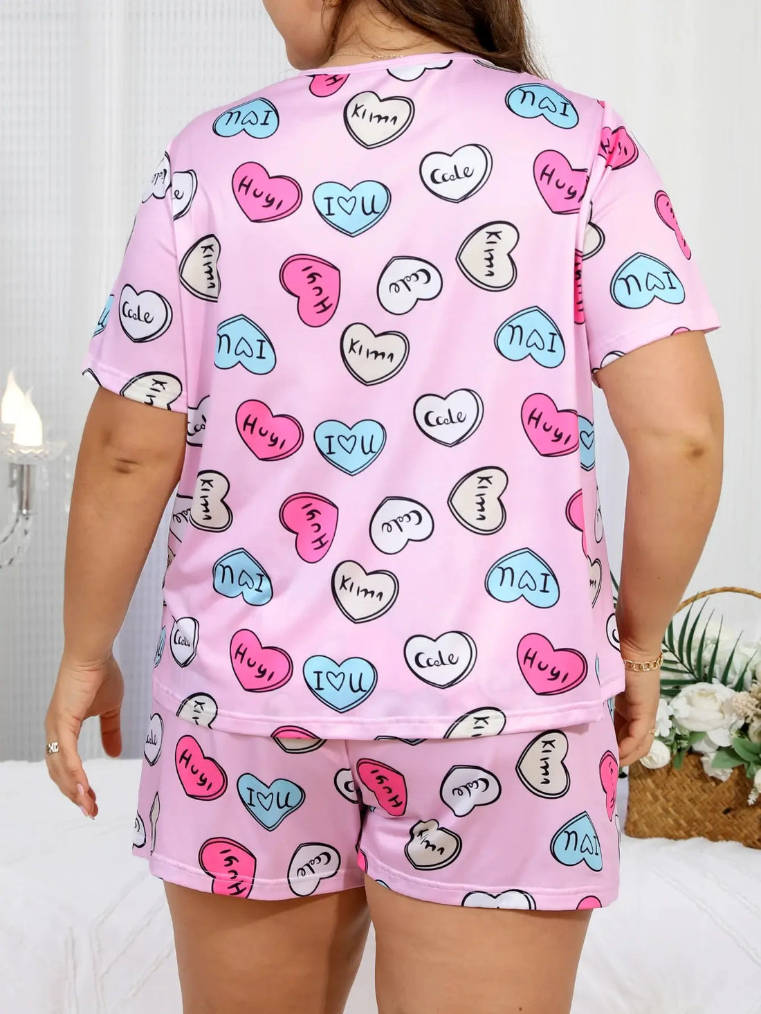 Plus size women's pajamas Plus size short sleeved shorts Loose fitting pajamas Short sleeved short skirt set Home clothing - Lady T Fashions