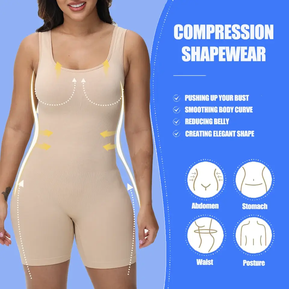 Compression Shapewear for Women Wide Shoulder Full Body Shaper Waist Trainer Tummy Control Underwear Hip Enhancer Sexy Bodysuit - Lady T Fashions