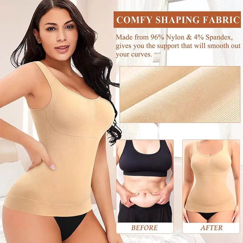 Shapewear for Women Tummy Control Waist Trainer Built-in Bra Shaping Tank Tops Slimming Body Shaper Compression Vest Underwear - Lady T Fashions