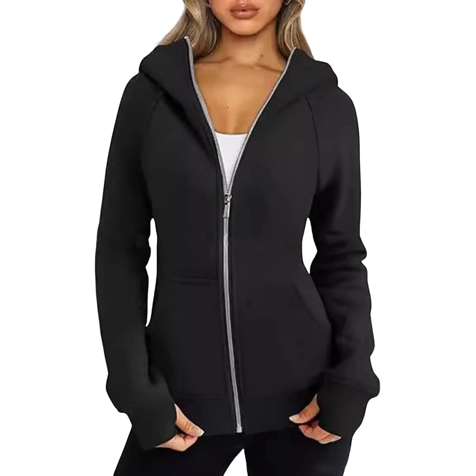 Women Oversize Hoodies Sweatshirts Pullovers Hoodie Female Patchwork Sweatshirt Autumn Warm Hoody Zipper UP Tops S-3XL - Lady T Fashions