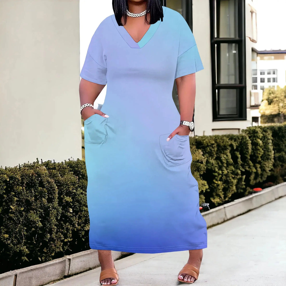 Women's Casual Dresses Short Sleeve T Shirt Midi Fitted Dress Boho Outfits for Women - Lady T Fashions