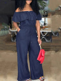 Women's Sexy Strapless Romper - Denim Wide Leg Jumpsuit with Ruffles Summer Beachwear - Lady T Fashions