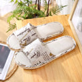 House Linen Slippers Women Floral Autumn Cute Home Indoor Non Slip Funny Sandals Cartoon Kawaii Cat Shoes Flat Flax Striped Lady T Fashions