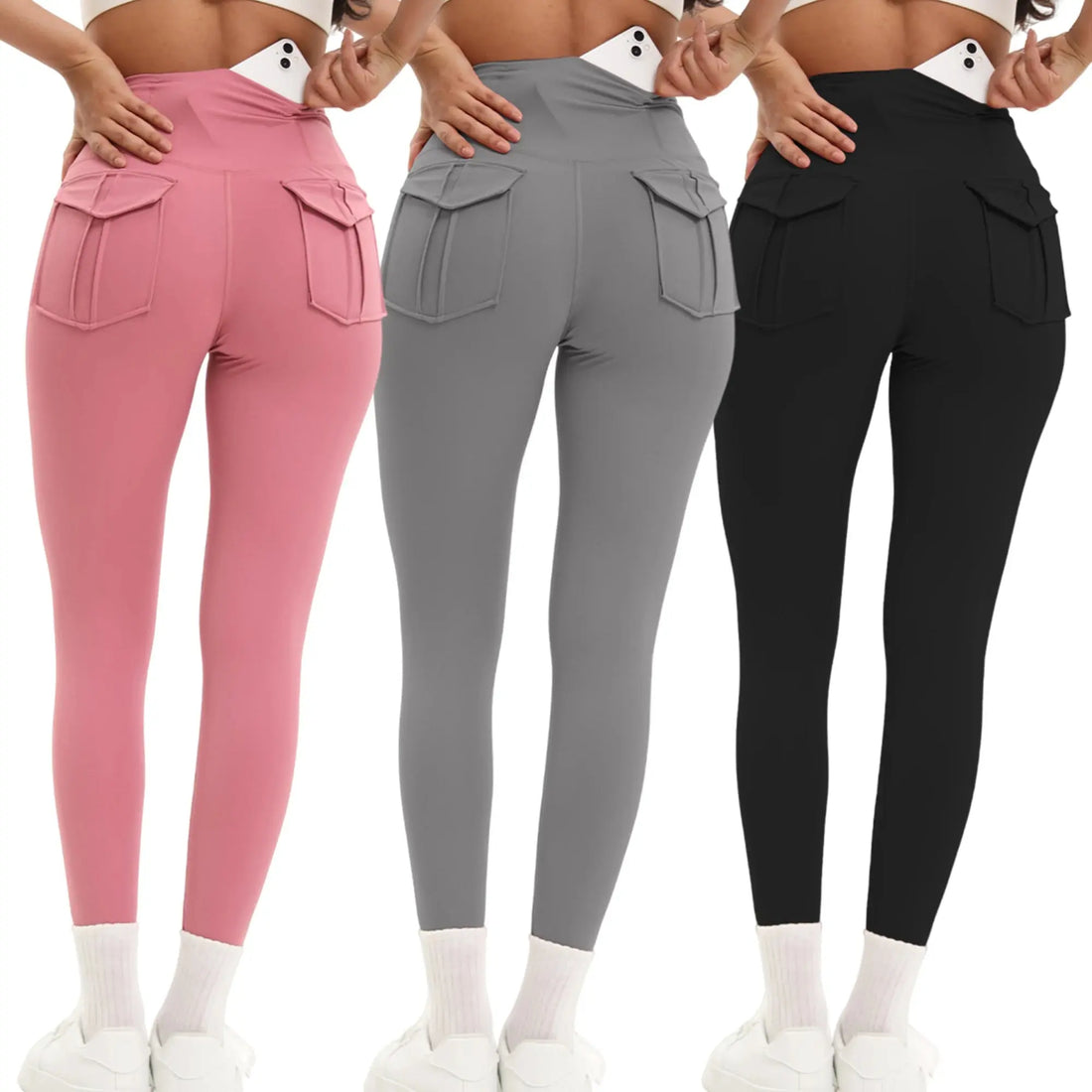 Women Yoga Legging trousers with pocket High Waist Fitness pants Cargo style Cycling Workout Gym Pants Breathable sports pants - Lady T Fashions