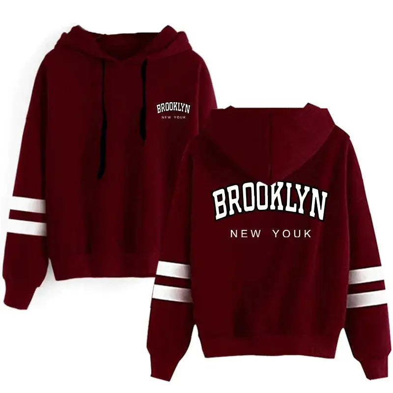 Women's Hooded Sweatshirts New Arrival Brooklyn Printed Long Sleeved Pullover Girls Autumn Winter Daily Casual Sports Hoodies - Lady T Fashions