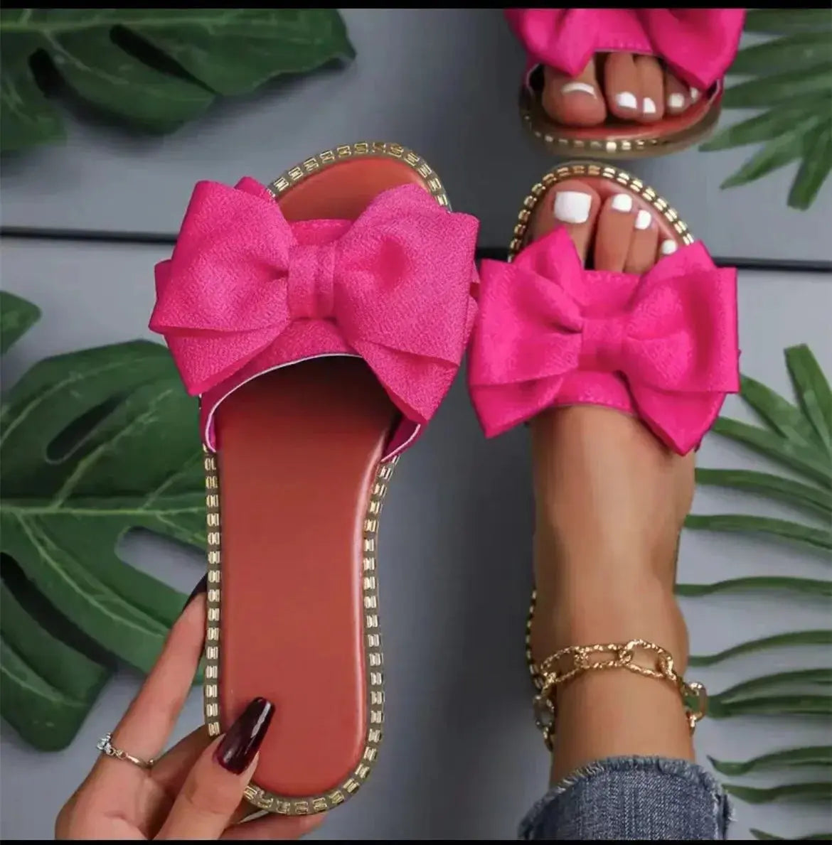 Women Flats Slippers Summer Fashion Bow Tie Sandals Shoes for Women Flat Casual Beach Slippers Slides Women Zapatos De Mujer Lady T Fashions