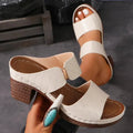 Women Summer Lightweight Hollow Sandals High Heels New Dress Chunky Open Toe Slippers Female 2024 Casual Slingback Slides Shoes Lady T Fashions