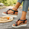 Women'S New Summer Sandals Classic Wedge Thick Sole Elevated Elastic Strap Open Toe Elegant Comfortable Sandals for Women Lady T Fashions