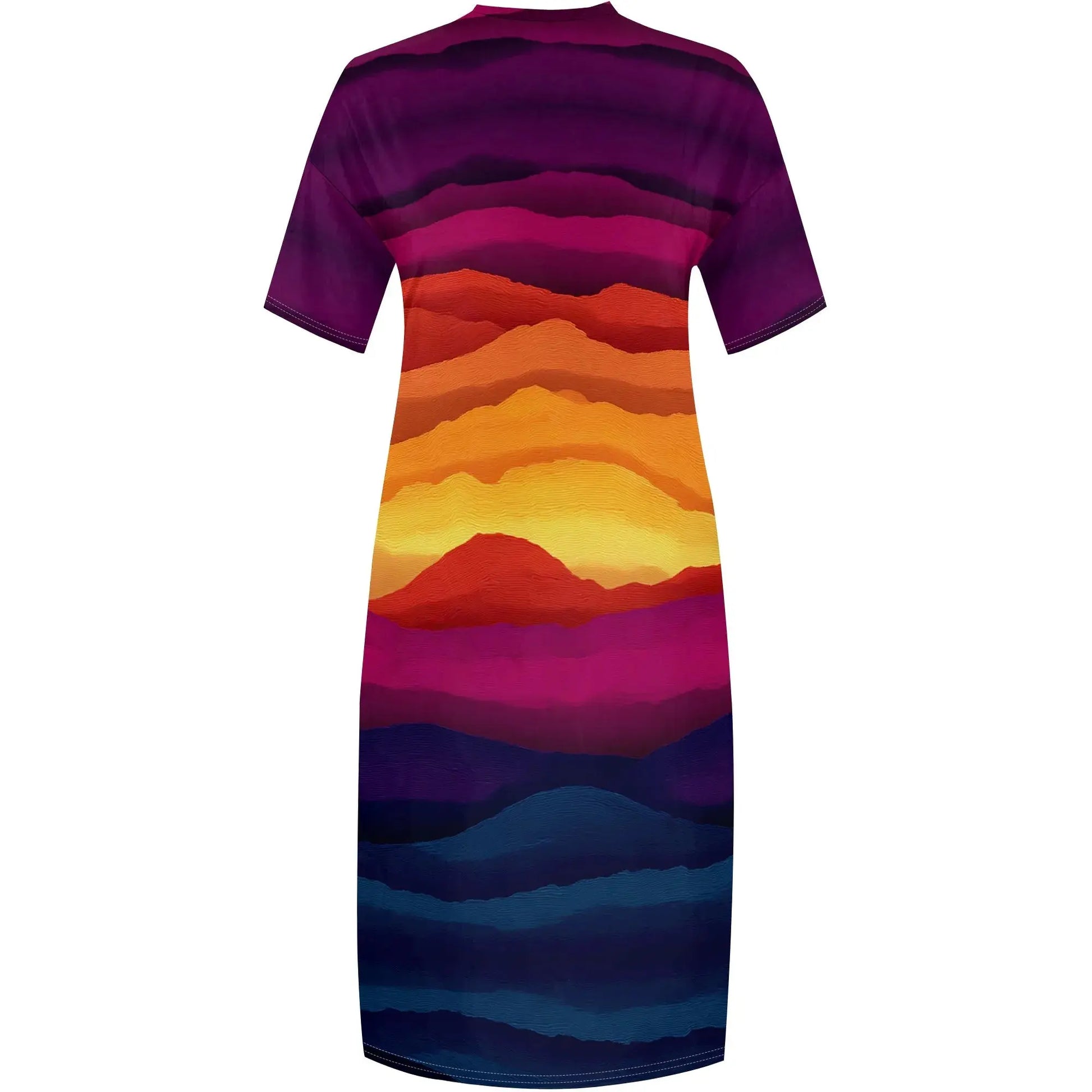 Women's Sunset Stripe Pocket Maxi Dress XL-6XL Loose Fit V-Neck T-Shirt Style for Juneteenth or Pride Streetwear Look - Lady T Fashions