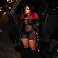 Women's Sexy Long Sleeve Jumpsuit See Through Outfit Sheer Mesh Hollow Out Night Club Short Romper - Lady T Fashions