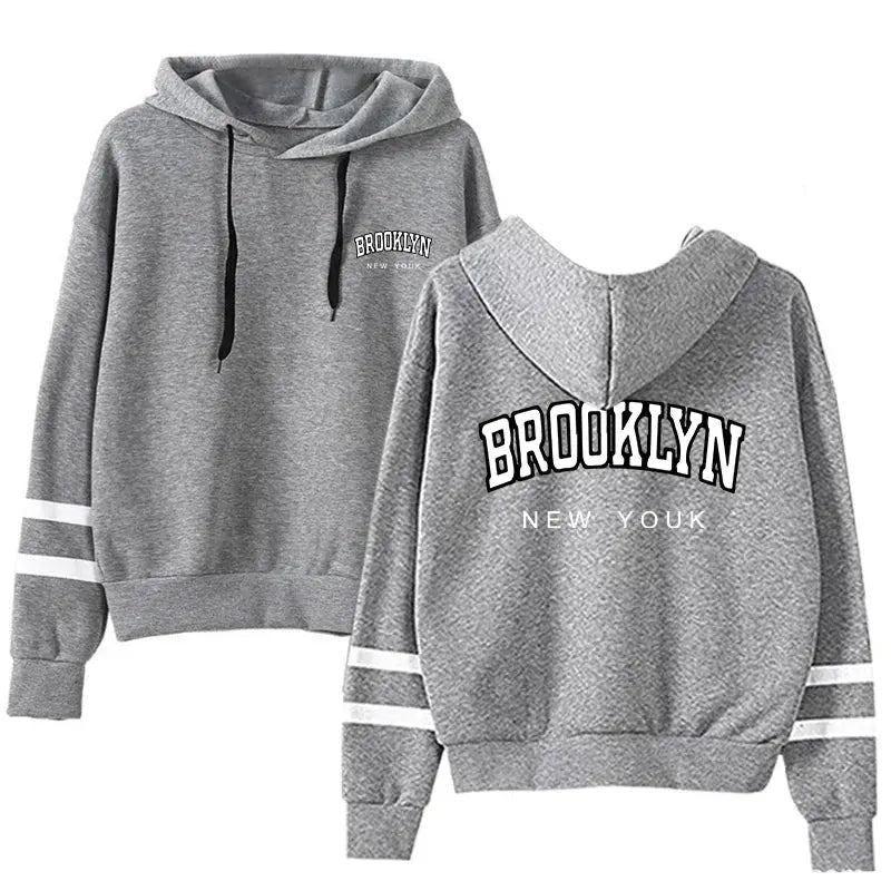 Women's Hooded Sweatshirts New Arrival Brooklyn Printed Long Sleeved Pullover Girls Autumn Winter Daily Casual Sports Hoodies - Lady T Fashions