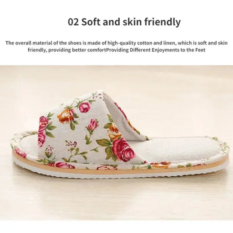 House Linen Slippers Women Floral Autumn Cute Home Indoor Non Slip Funny Sandals Cartoon Kawaii Cat Shoes Flat Flax Striped Lady T Fashions