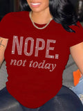 Women's T-shirt Summer O-Neck Short Sleeve Printed Letter Hot Diamond Tops Fashion Casual Plus Size T-shirt Plus Size Feminino - Lady T Fashions