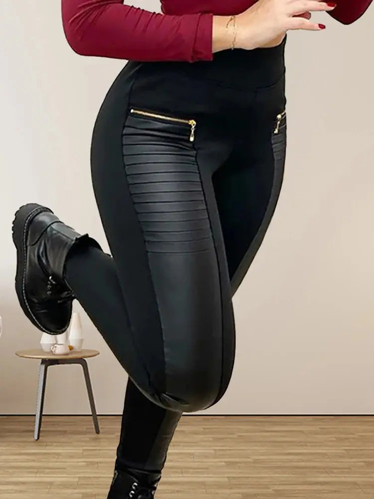 Women Long Pants Sexy Sheah Pencil Pant Slim Streetwear High Waist Zipper Mom Casual Streetwear Elegant Splice Y2k Capris 2025 Lady T Fashions