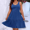 Oversized O-Neck Sleeveless Loose Beach Dress Women Boho Solid Color Plus Size Summer Elegant Sundress Casual Office Vestidos - Lady T Fashions