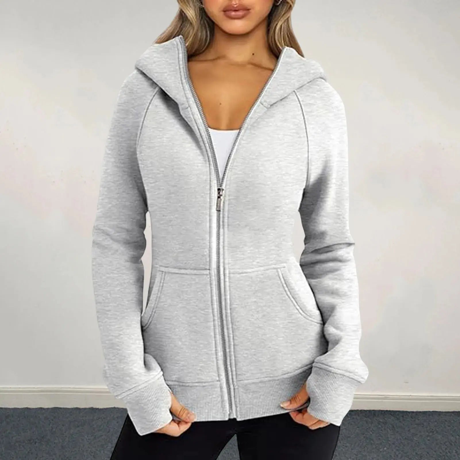 Women Oversize Hoodies Sweatshirts Pullovers Hoodie Female Patchwork Sweatshirt Autumn Warm Hoody Zipper UP Tops S-3XL - Lady T Fashions