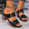 Women Summer Lightweight Hollow Sandals High Heels New Dress Chunky Open Toe Slippers Female 2024 Casual Slingback Slides Shoes Lady T Fashions
