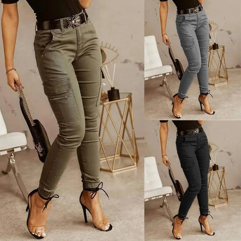 Pant Women Long Pants Slim Low Waist Solid Casual Regular Straight Trousers Y2k Streetwear Button Pocket 2025 Capris Tracksuit Lady T Fashions
