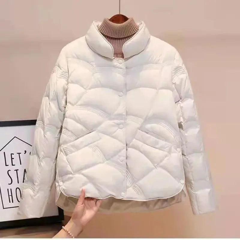 Women Jacket 2025 New Autumn Winter Parkas Female Light Thin Down Cotton Coat Femme Casual Short Warm Basic Outerwear Ladies Top - Lady T Fashions