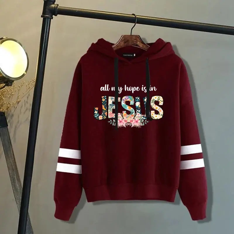 Women/Mens Hoodies All My Hope Is In Jesus Print Hoodies Sweatshirt Winter Casual Streetwear Clothes Plus Size Tops - Lady T Fashions