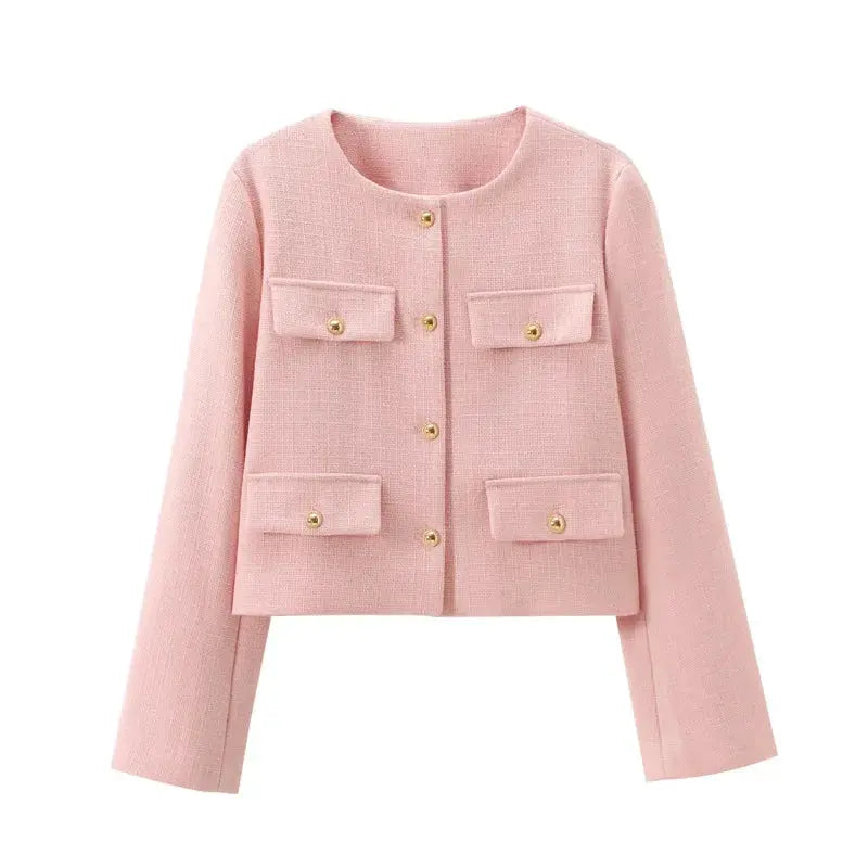 2025 New Woman Jackets Outerwears Long Sleeve Cropped Fashion Jacket for Women Button Short Coats Elegant Women's Coat - Lady T Fashions