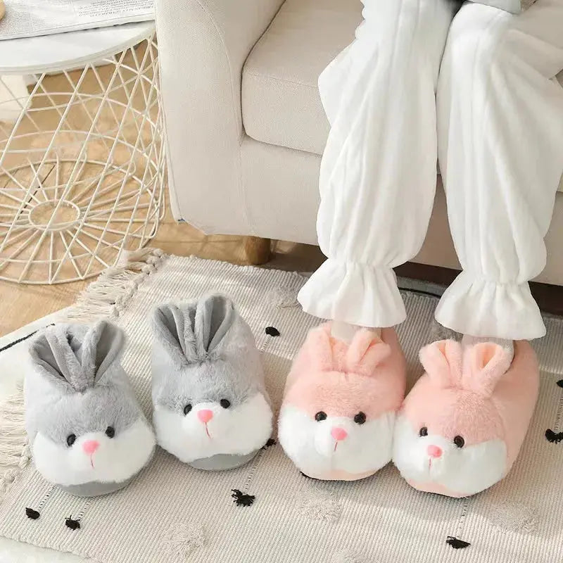 Cute Cartoon Rabbit Cotton Slippers Pack Heel Home Soft Non-slip Warm Breathable Indoor Plush Shoes Lady T Fashions