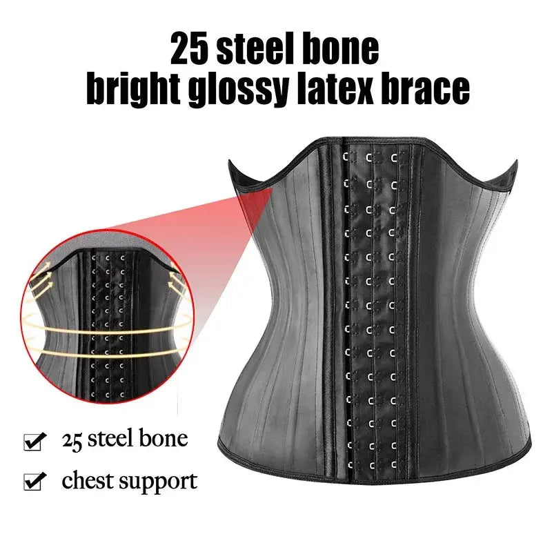 Body Shaper Shapewear Women 25 Steel Bones Latex Waist Trainer Corset Shapewear Slimming Belly Modeling Strap Reductive Girdle - Lady T Fashions
