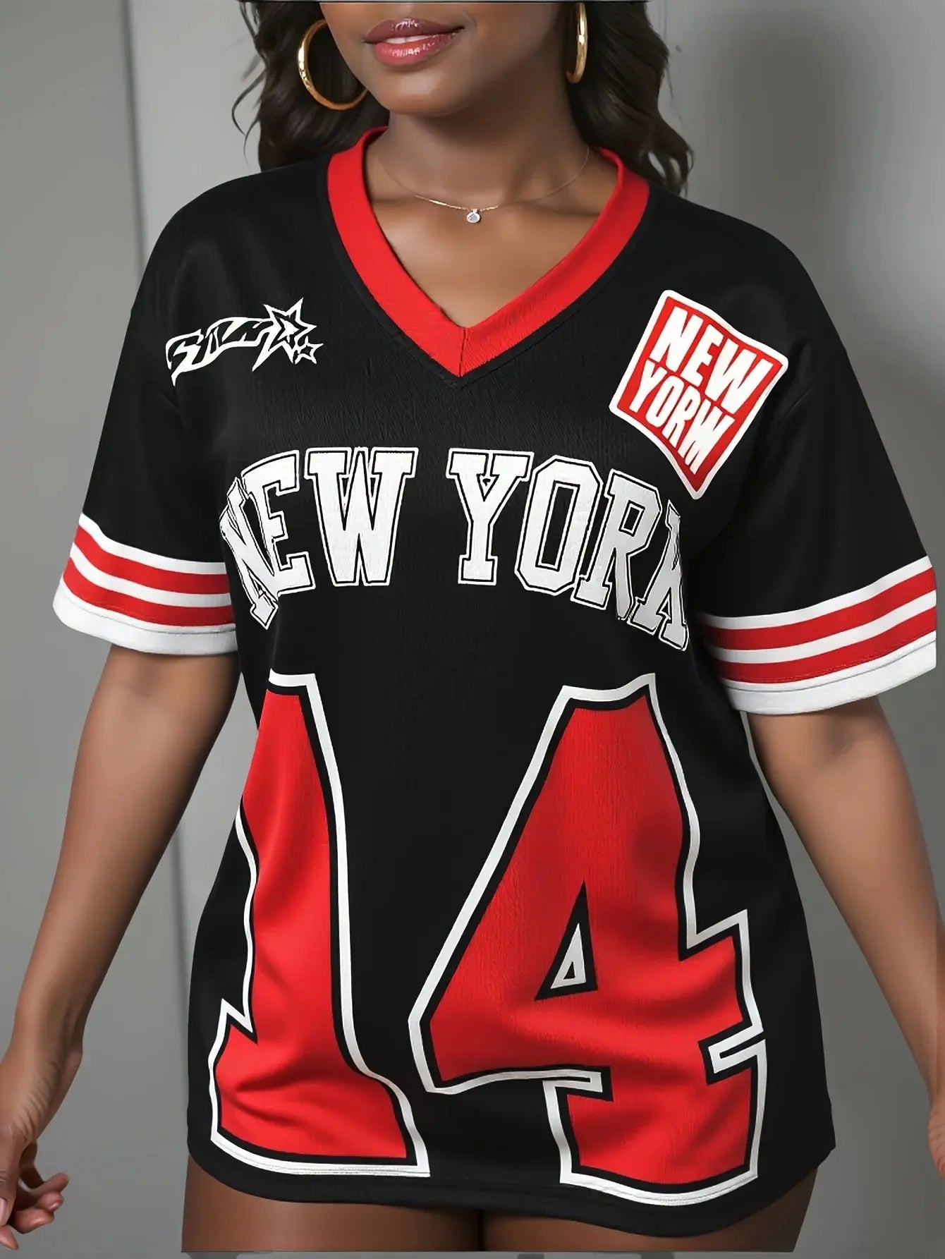 Women V-neck Sports T-shirt Plus Size Tops Printed Short Sleeved Summer Top Women Casual T-shirt Loose Sports Shirt Quick Drying - Lady T Fashions