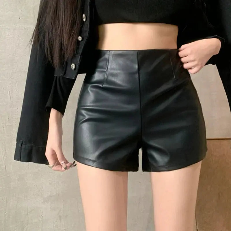 Women's Shorts Sexy Fashion Spring Autumn Black Straight Bodycon Lederhosen - Lady T Fashions