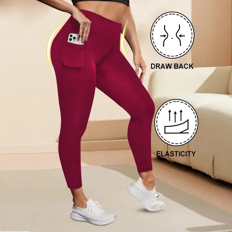 Women's High-Waisted Yoga Pants Plus Size Butt-Lifting Workout Leggings with Pockets Elastic Activewear for Gym & Running - Lady T Fashions